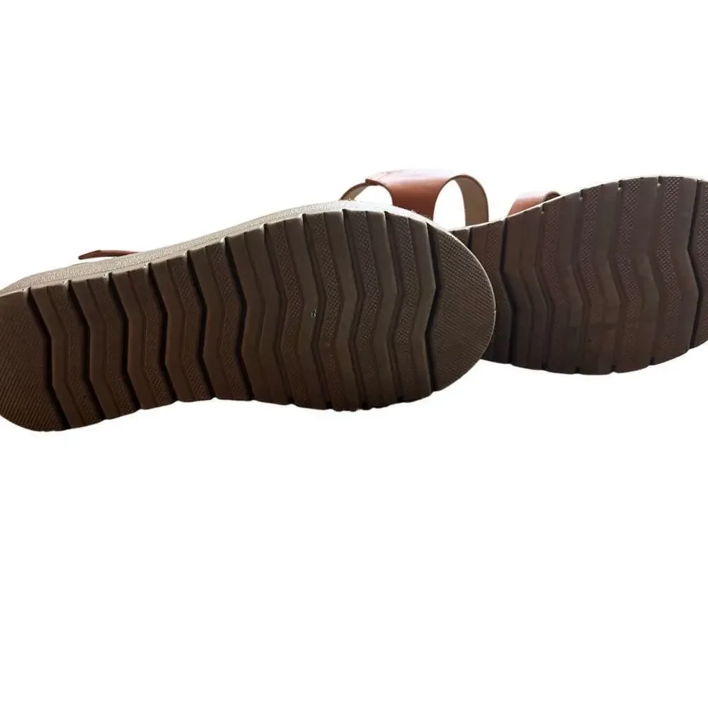 Girls Sandals, Size 1, Soda Brand, Brown, Buckle, Weave, Open Toe, Summer